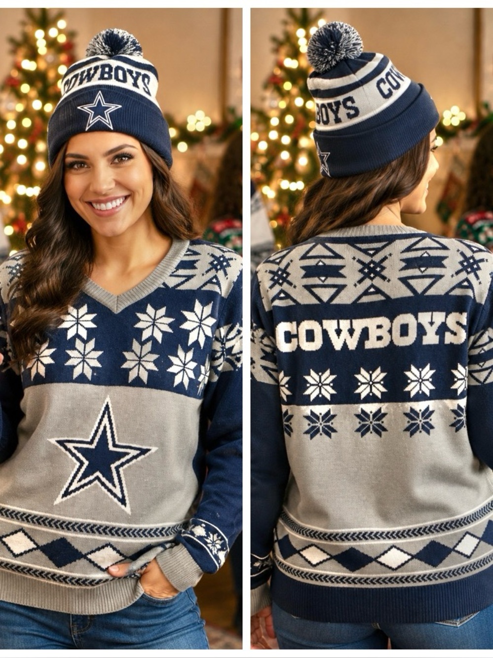 Classic Ugly Christmas Sweater Dallas Cowboys Team Apparel Sz XL Party Favorite